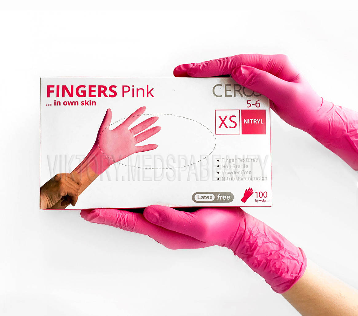 

Нитриловые перчатки розовые ТМ "CEROS" Fingers Pink,  (5-6), 100 шт, Розовый