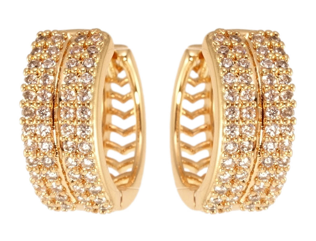 

Серьги M&L желтый оттенок колечки "Инкрустация цирконием"