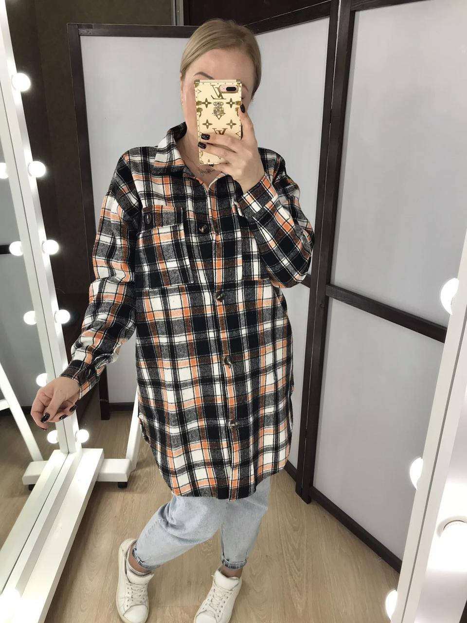 

Кашемировая удлиненная рубашка в клеточку 42-48 (в расцветках)