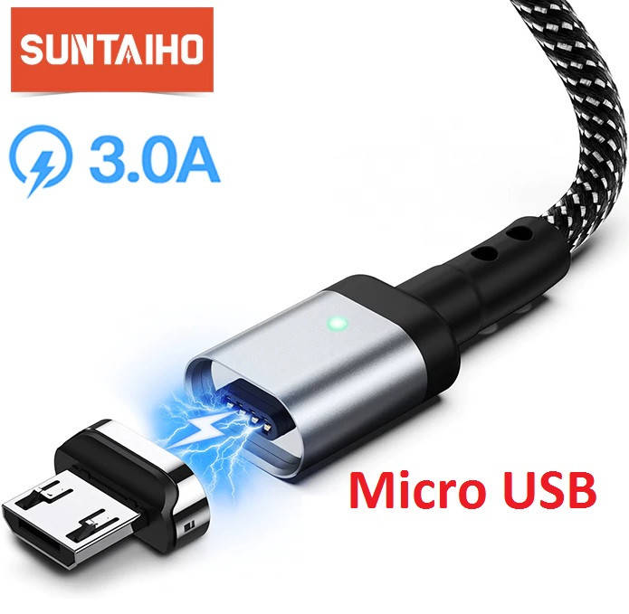 

1.2 метра Магнитный Кабель SUNTAIHO 3A для Зарядки и Передачи данных Micro USB, Черный