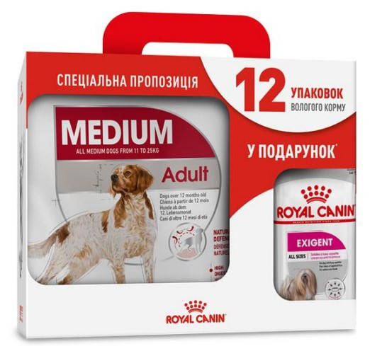 

Royal Canin Medium Adult 4кг +12 паучей корм для собак средних пород