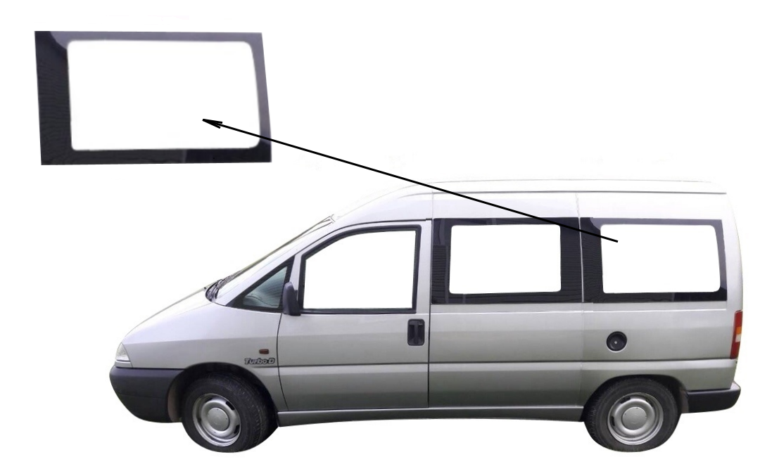 

Боковое стекло Fiat Scudo 1995-2007 заднее левое