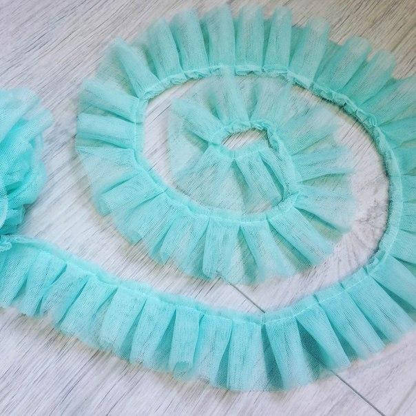 

Лента с рюшами, цвет мятный, отрез 45 см