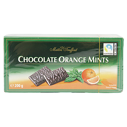 

Шоколад Маітре апельсин-ментол Maitre Truffaut Chocolate orange-mint 200g 16шт/ящ (Код : 00-00004393)