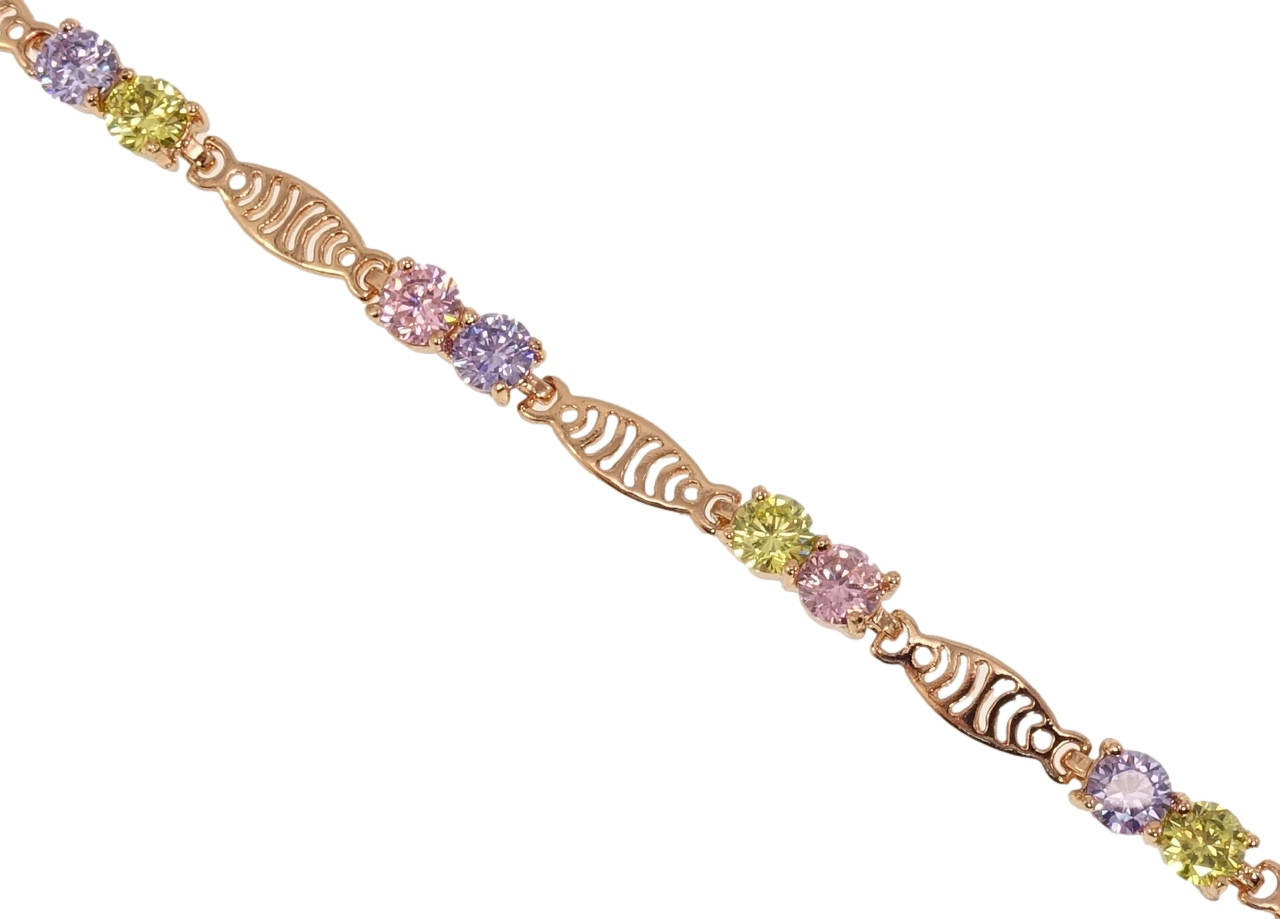 

Браслет Xuping Позолота РО "Дуэт цветных кристаллов" длина с доп.замком 16.5,20см х 5мм