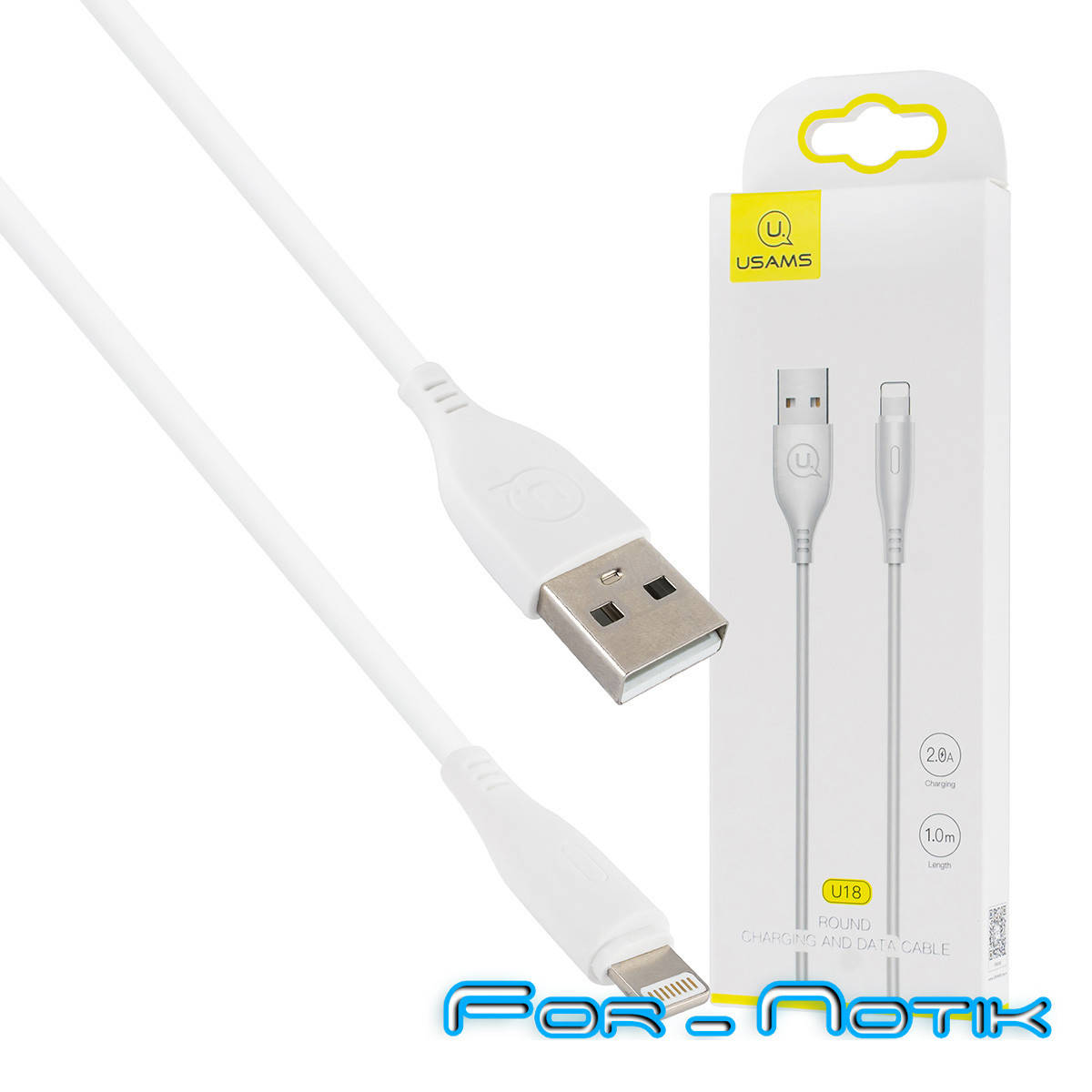 

Кабель Usams US-SJ266 U18 Round lightning Cable 1m White