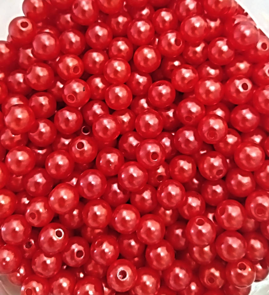 

Бусина пластиковая жемчуг 8 мм, цвет красный перламутровый