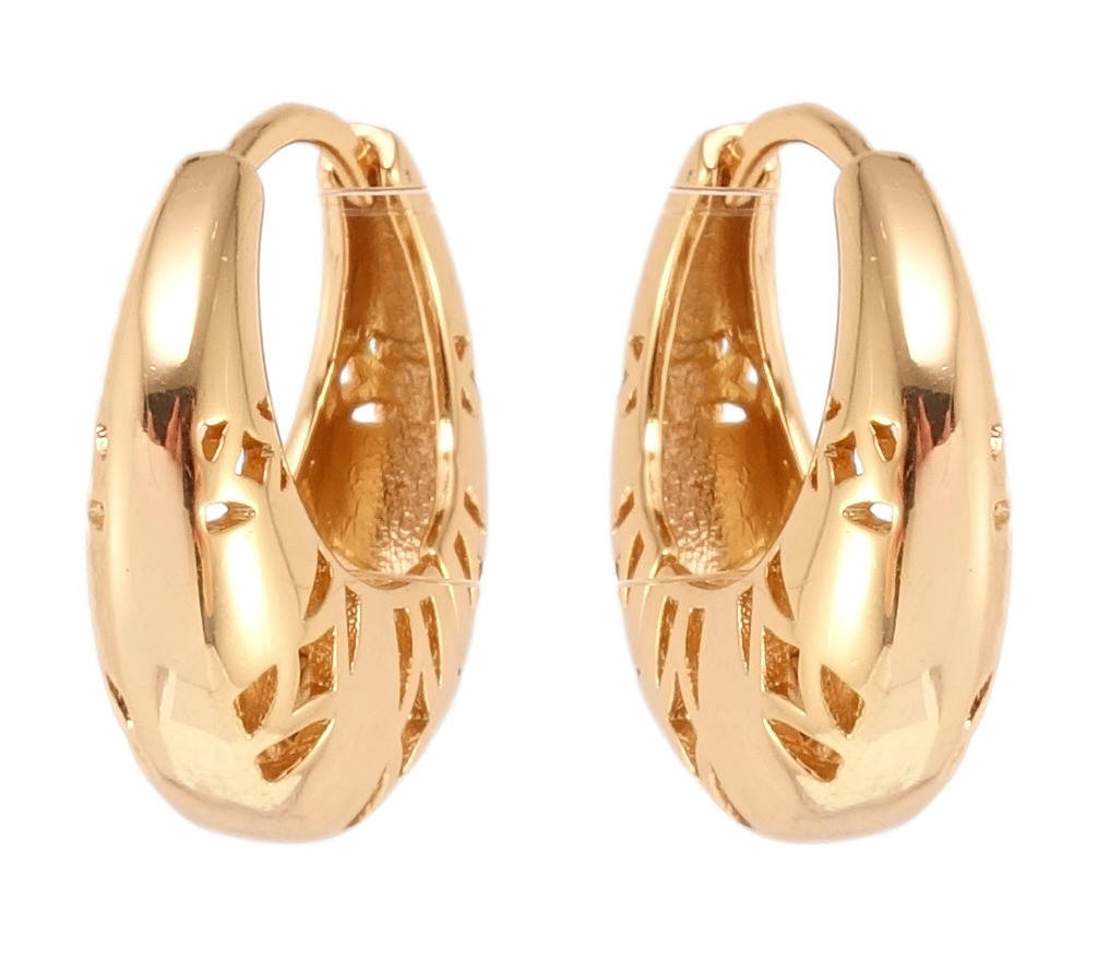 

Серьги Xuping Позолота 18K колечки "Корзинки с резным боковым узором"