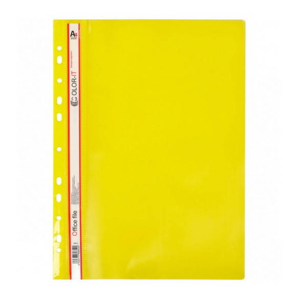 

Скоросшиватель пластиковый с перфорацией, формат А4, желтый