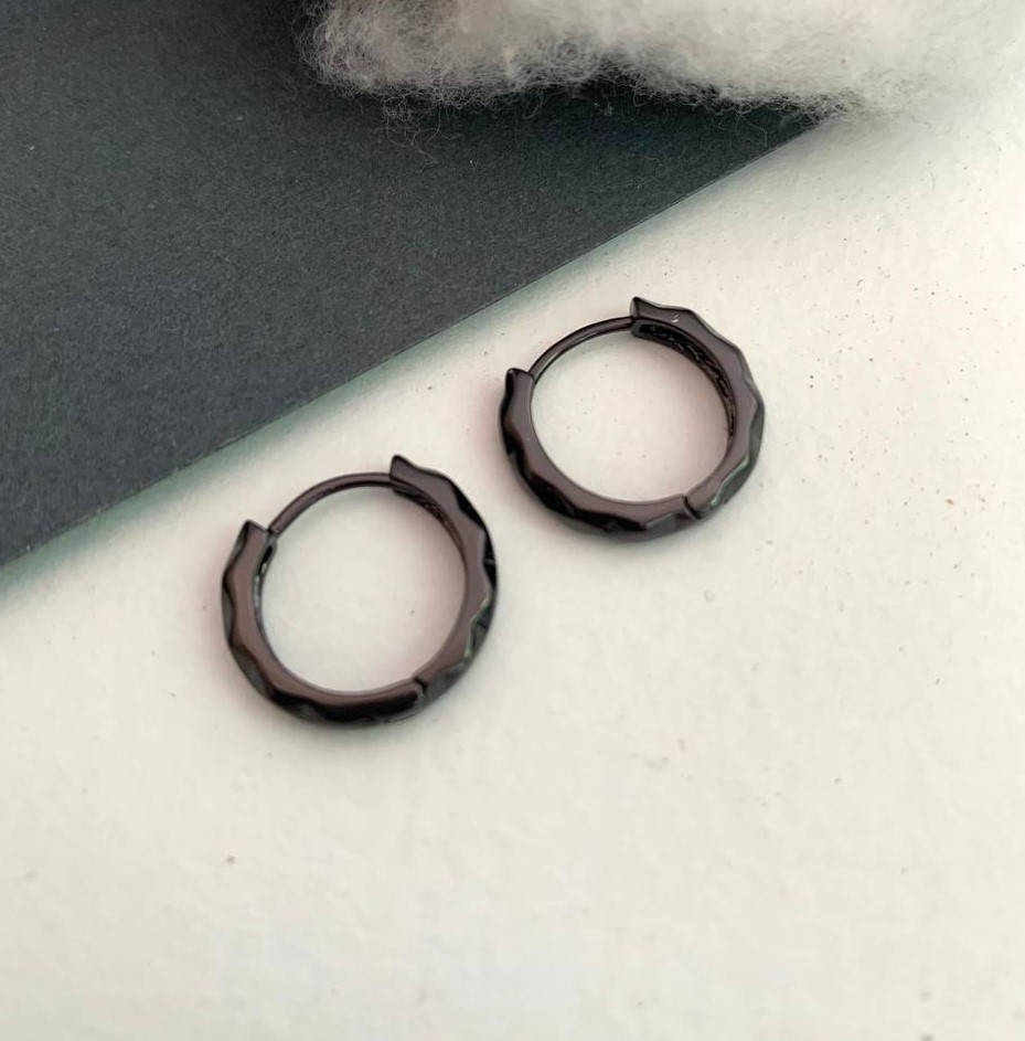 

Серьги кольца мужские женские черные медицинский сплав глянцевые маленькие