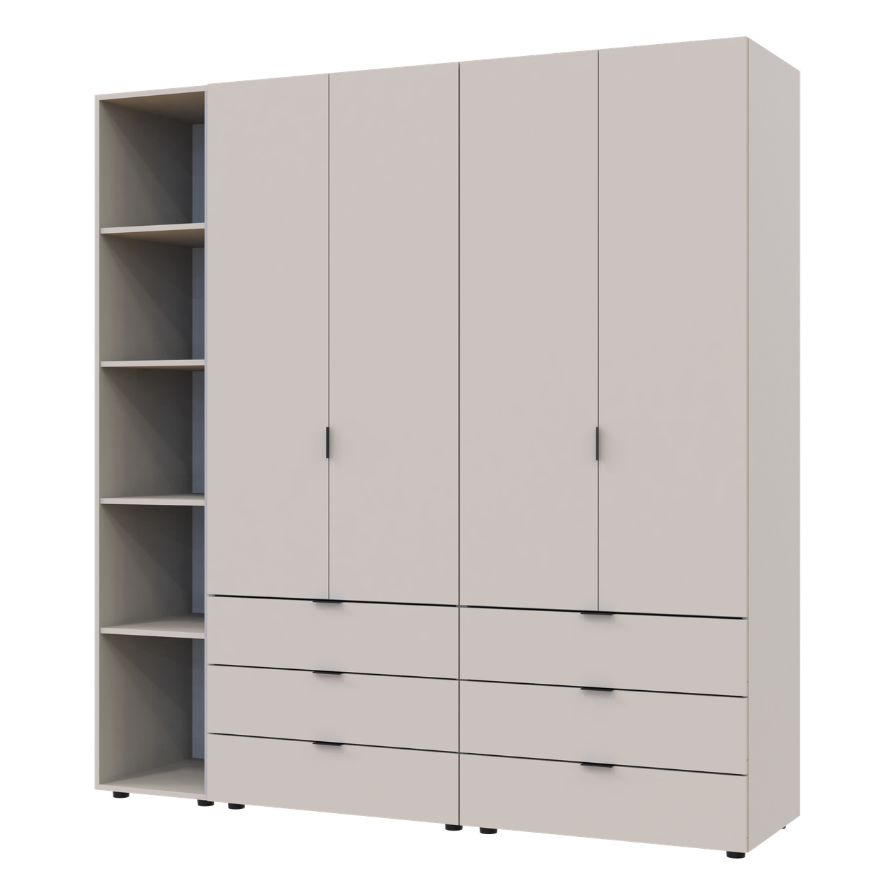 Розпашна Шафа для одягу Doros Гелар з Етажеркою Кашемір 2+2 ДСП 193.2х49.5х203.4 (80737649) 3