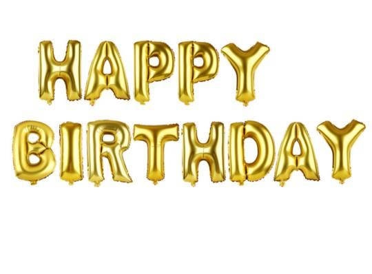 

Фольгированные буквы золотые HAPPY BIRTHDAY, 40 см, Золотистый