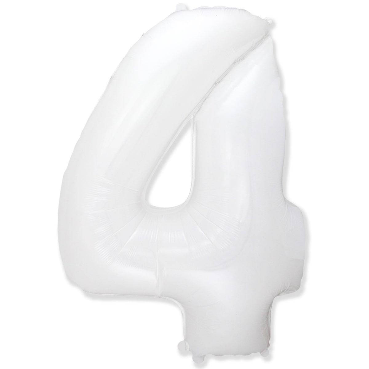 

Фольгированный большой воздушный шар Flexmetal цифра "4" белая White 40" 102 см, Белый