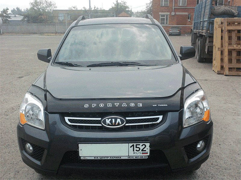 

Kia Sportage Дефлектор капота мухобойка на для KIA КИА Sportage 2004-2009 /длинный