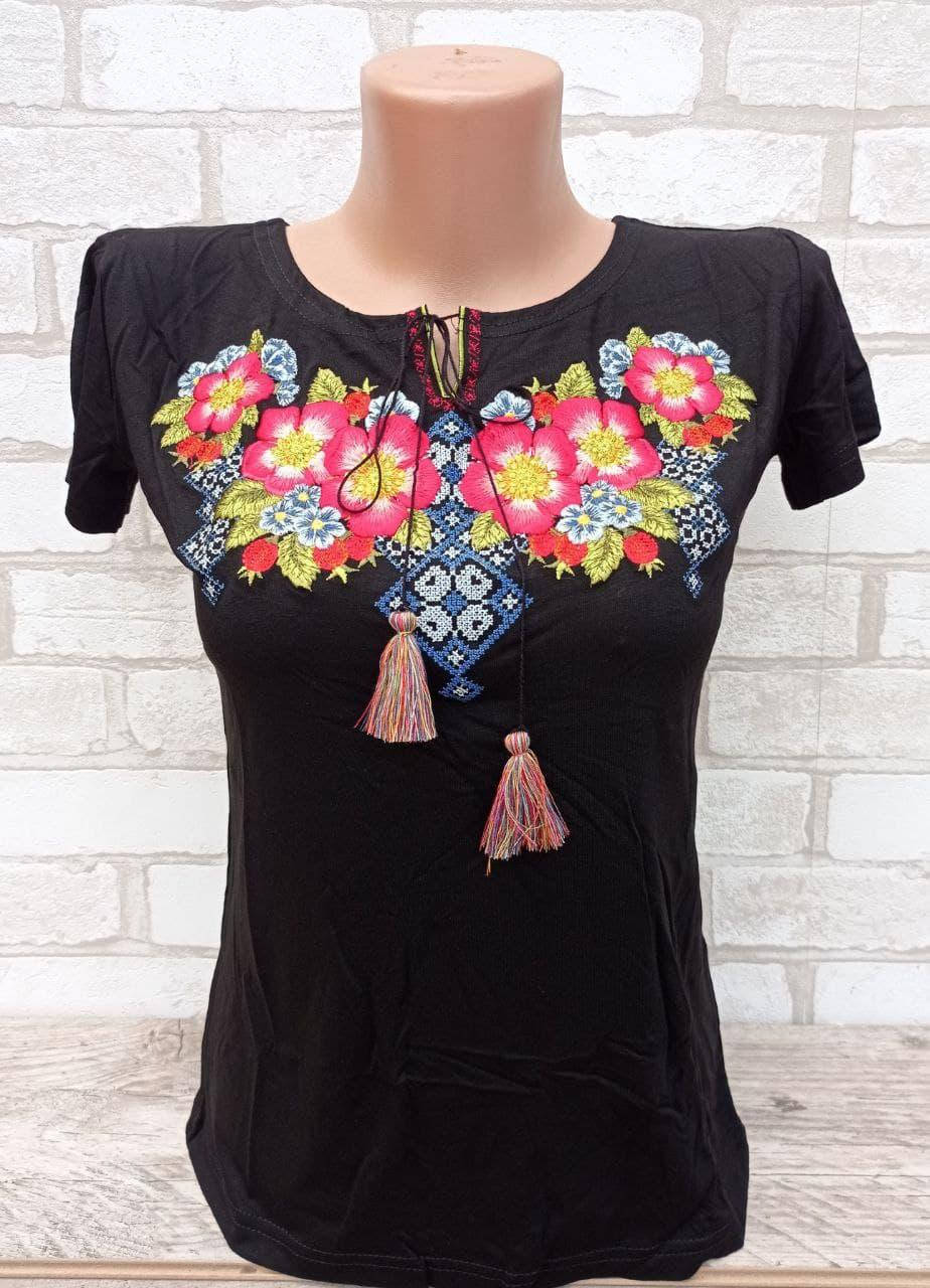 

Футболка в национальном стиле женщинам, трикотаж, размер ХS, 150 грн., Черный