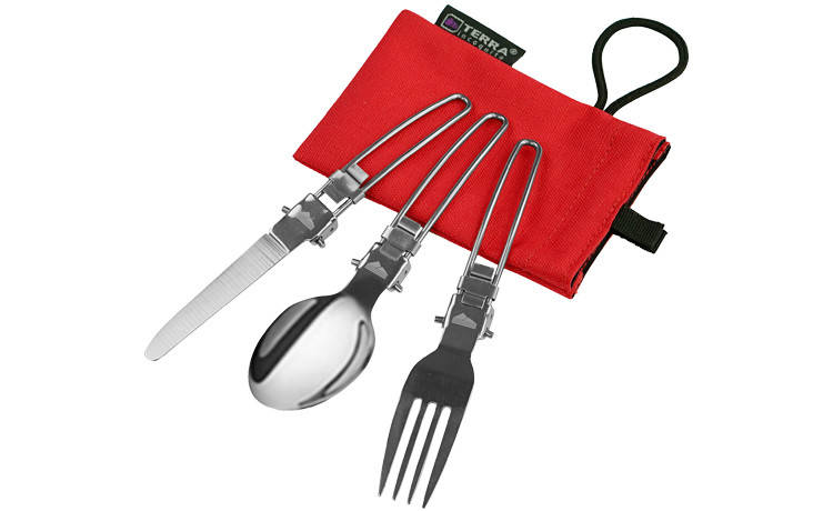 

Terra Incognita Набор Fold Set (ложка-вилка-нож) - стальной, туристический., Светло-серый