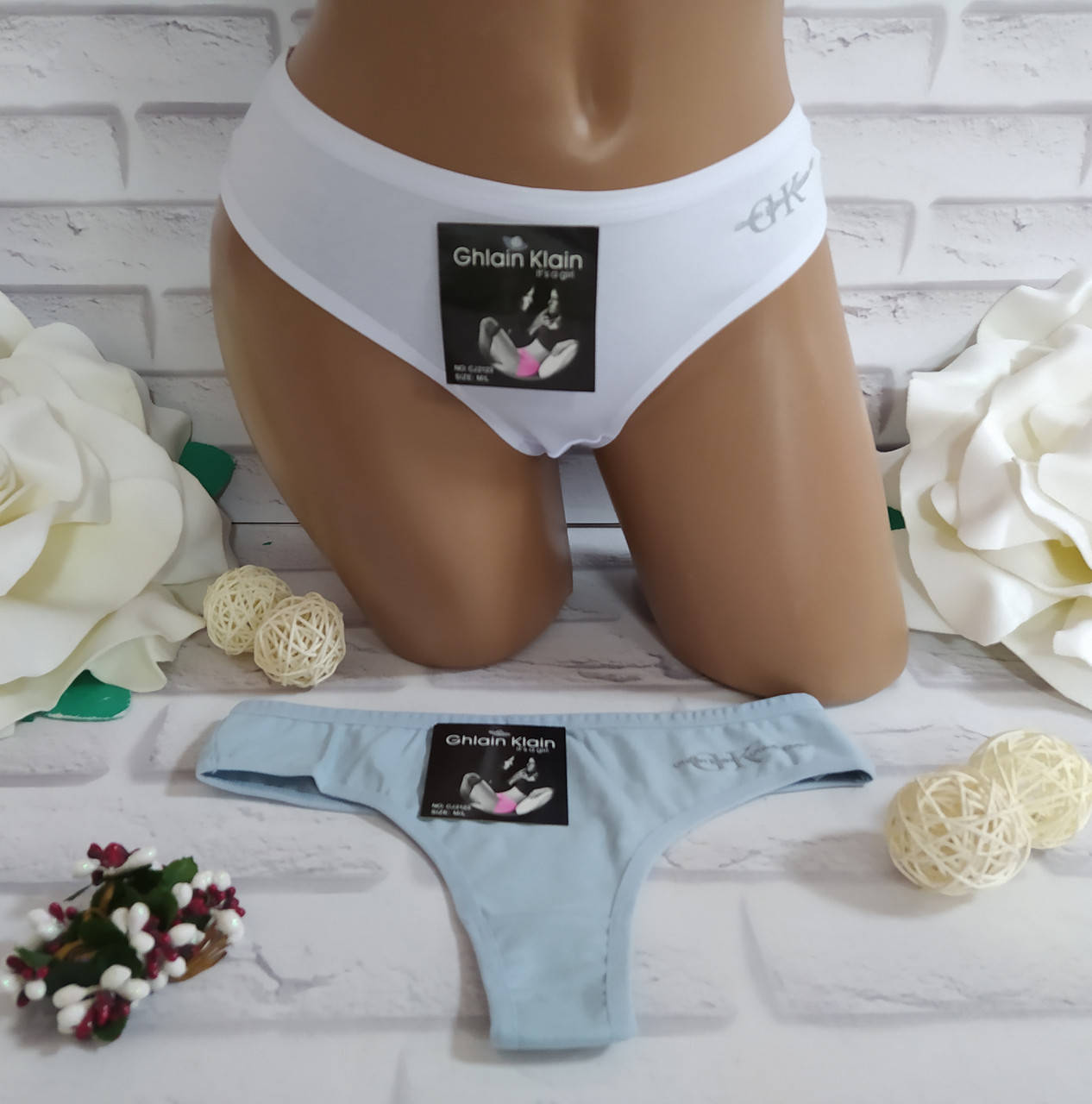 

Трусики женские M/L 44-46 хлопок бикини-стринги Остатки S0-2123, Разные цвета