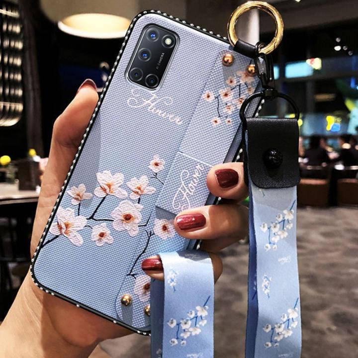 

Чехол Lanyard для OPPO A52 бампер с ремешком Blue