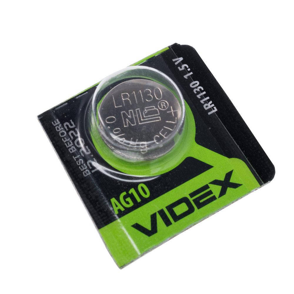 

AG10 батарейка часовая щелочная (AG10-10BC), VIDEX (LR1130/389) VIDEX