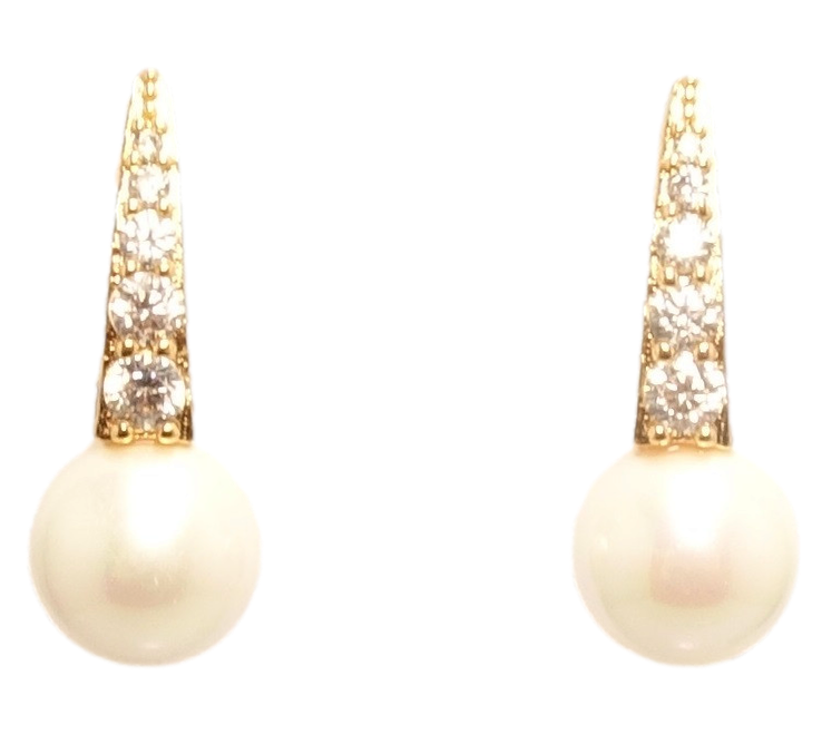 

Серьги Xuping Позолота 18K гвоздики "Остроконечная дорожка циркония с жемчужиной" ø 8мм