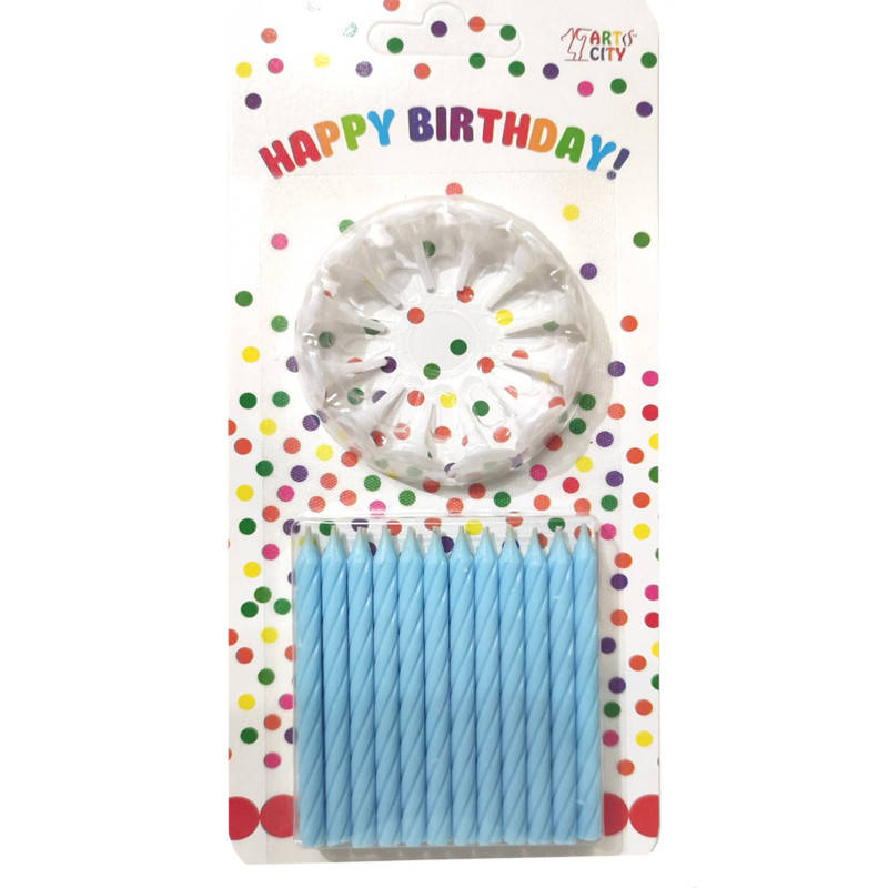 

Свечи в торт спиральки голубые 24шт/уп