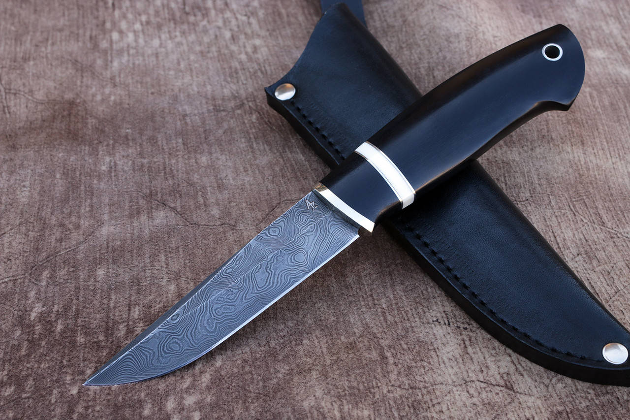 

Нож ручной работы из дамасской стали, Черный