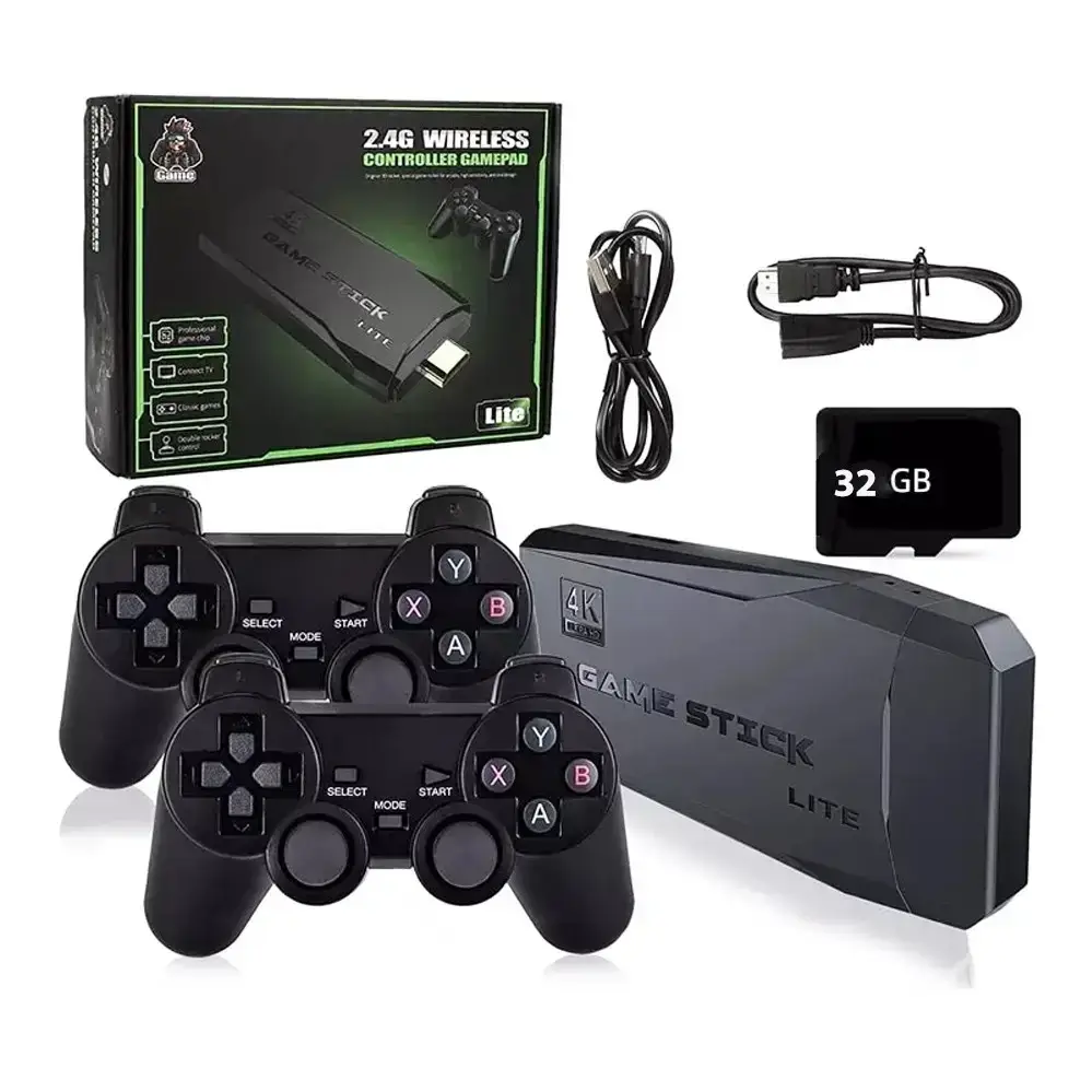 

Портативная игровая консоль 32G 4K TV с беспроводным контроллером 2.4G ретро консоль для телевизора