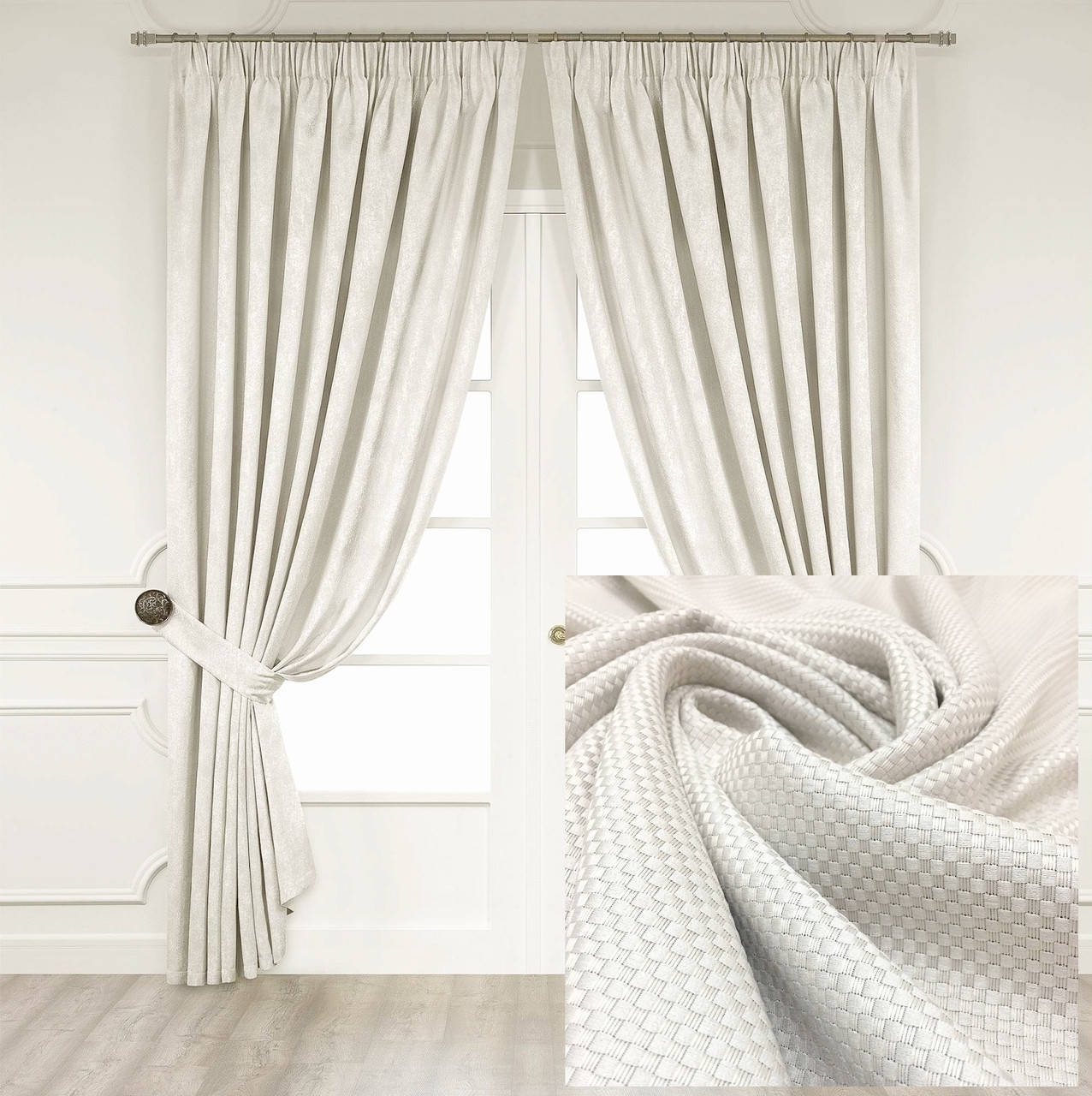 

Готовые Шторы Лен "Глория" Молочный Жемчуг, 2 шторы