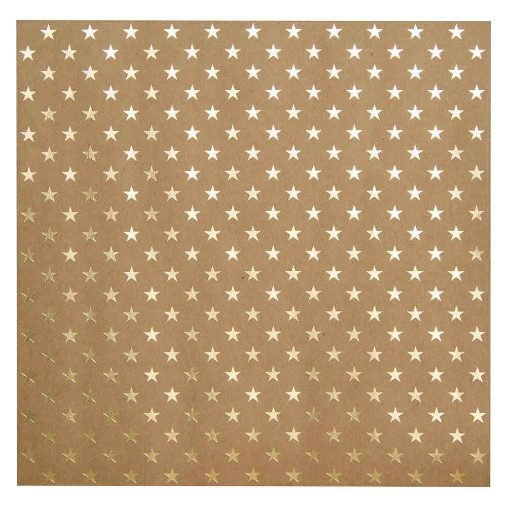 

Кардсток - Bazzill - Gold Stars - Foiled Kraft - 30x30