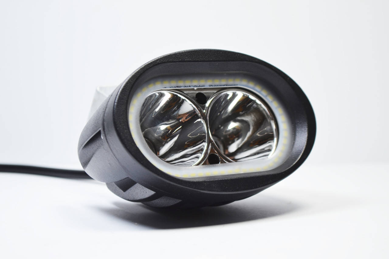

Светодиодная LED фара круглая рабочая 20вт 2диода 1*10вт, Ангельский глаз (NEW), Белый
