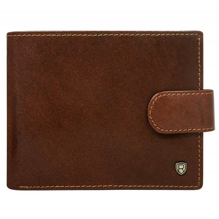 

Мужское кожаное портмоне с застежкой коричневое Rovicky N992L-RVT, Коричневый