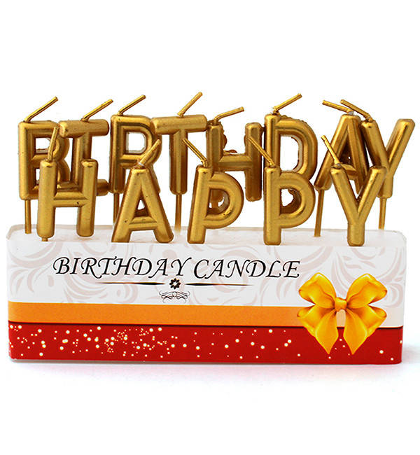

Свечи в торт "Happy Birthday", цвет золото, набор 13 шт