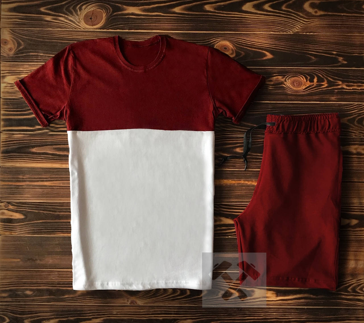 

Комплект футболка, шорты мужские | Костюм летний ЛЮКС качества Красный с белым, XS