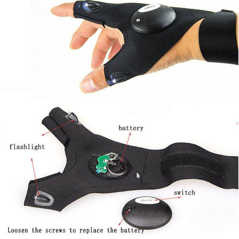 

Перчатки Glove Light со встроенным ярким LED фонариком, Черный