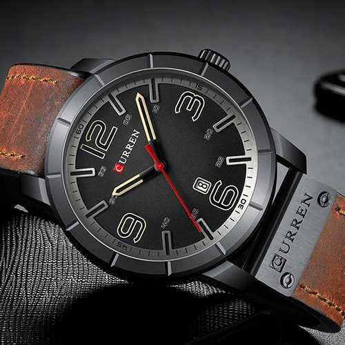 

Часы мужские наручные с датой оригинальные Curren Black-Brown