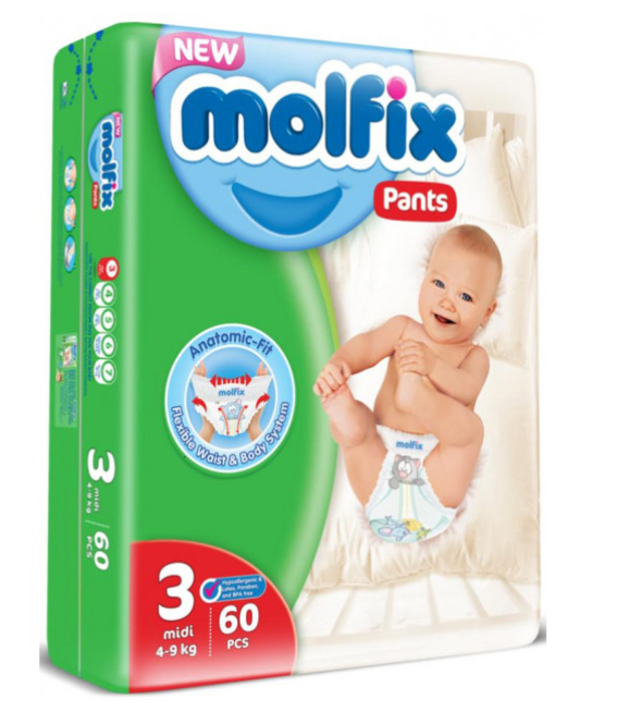 

Трусики-подгузники Molfix Midi размер 3 (4-9 кг) 60 шт Jumbo