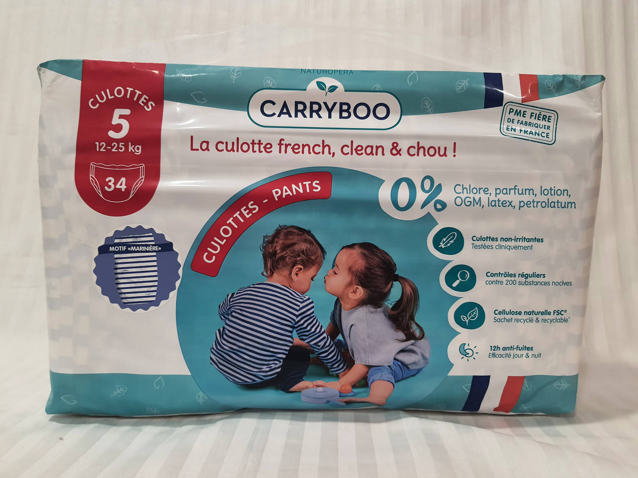 

Подгузники-трусики Carryboo 5 (12-25 кг) 34 шт. Франция, Белый