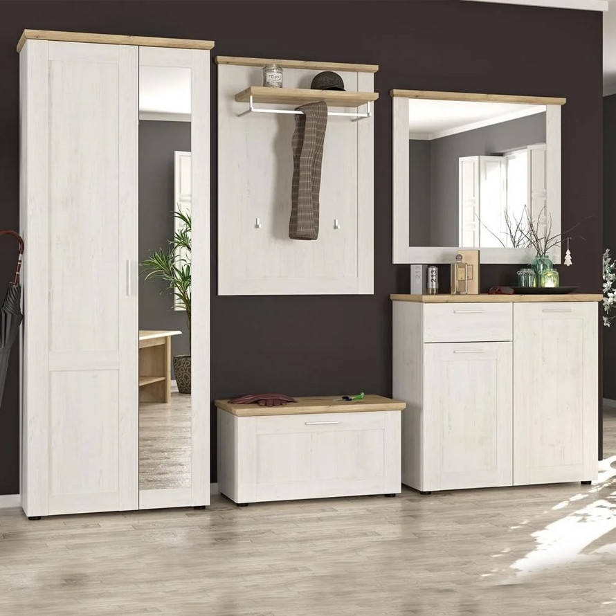 

Прихожая для коридоров в белом цвете "Лора" 250 см из ДСП от Мебель Сервис, Белый