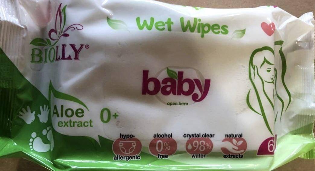 

Вологі серветки"BIOLLY", for baby, 60шт