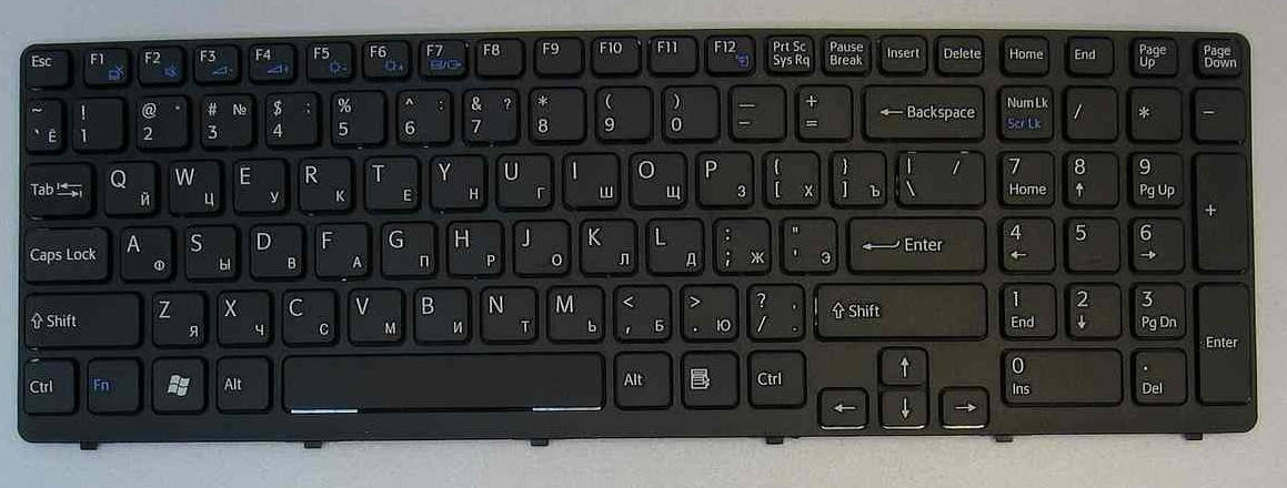 

Клавиатура SONY Vaio SVE15 SVE1511B1RB.RU3 SVE1512Y1R/B SVE1512G1R/B, Черный