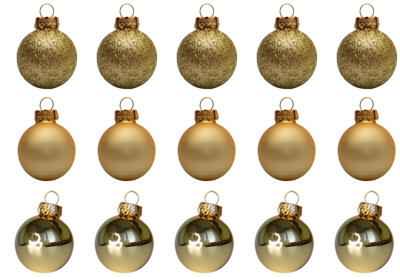 

Набор елочных игрушек - мини-шары, 15 шт, D3 см, золотистый, микс, стекло (390014-2)