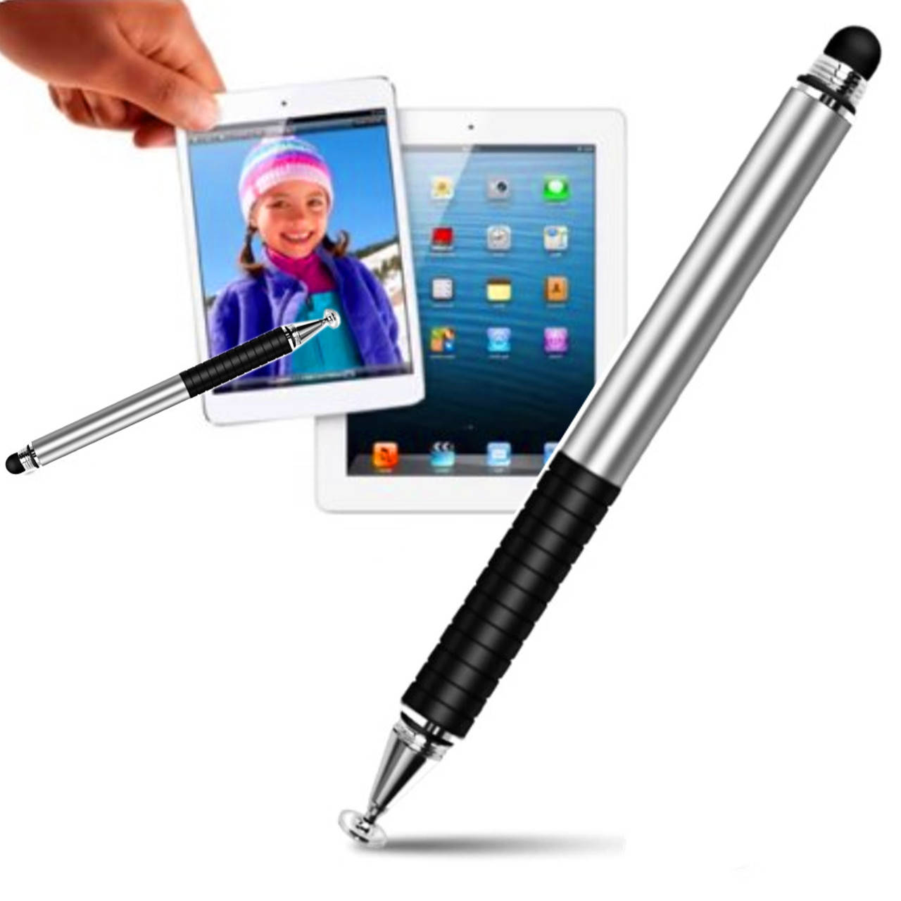 

Стилус для сенсорного экрана Смартфона Android IOS 2в1 Серый, Светло-серый