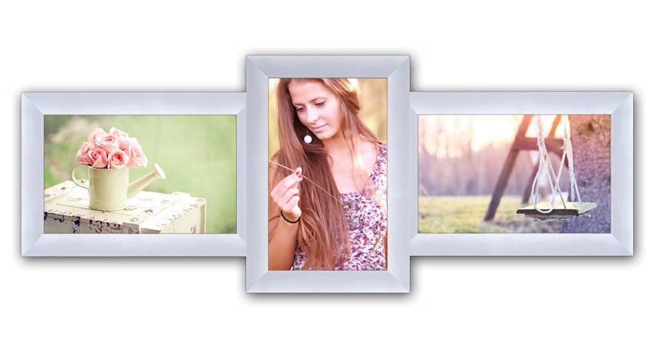 

Пластиковая мультирамка на 3 фото Полет, белая, Белый