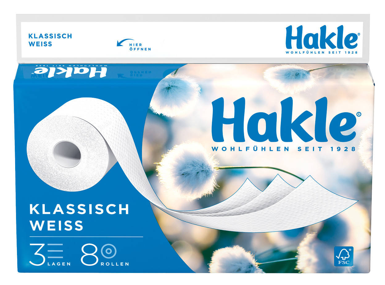 

Туалетний папір Hakle Klassisch 3-х шаровий 8 шт., Белый