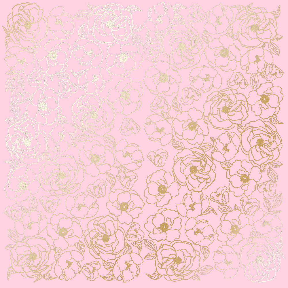 

Папір односторонній з фольгуванням - Golden Pion Pink - Fabrika Decoru - 30x30