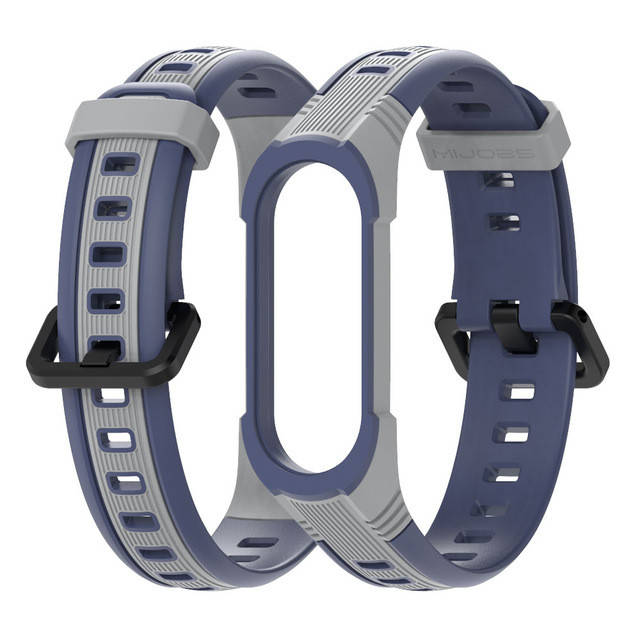 

Ремешок для фитнес-браслета Xiaomi Mi Band 3 и 4 Sport 2 Deep blue with gray