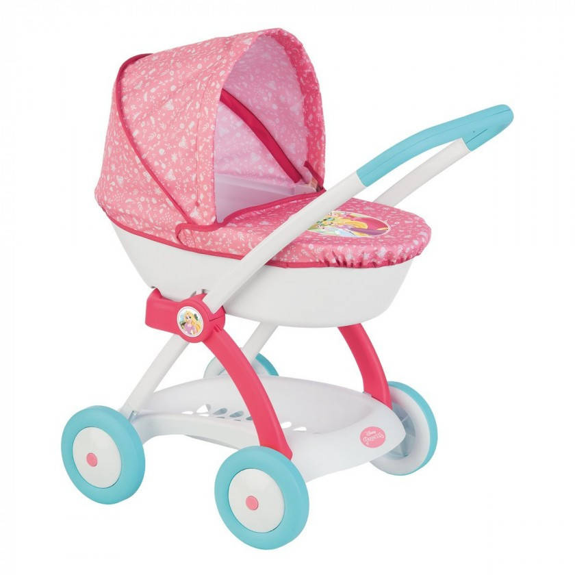 

Коляска для кукол Дисней Принцессы с люлькой и корзиной, Smoby, 254102, Розовый
