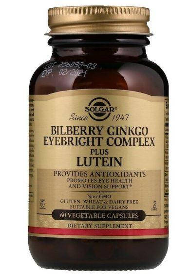 

Комплекс Черника, гинкго, очанка плюс лютеин (Bilberry Ginkgo Eyebright Complex Plus Lutein) 60 капсул