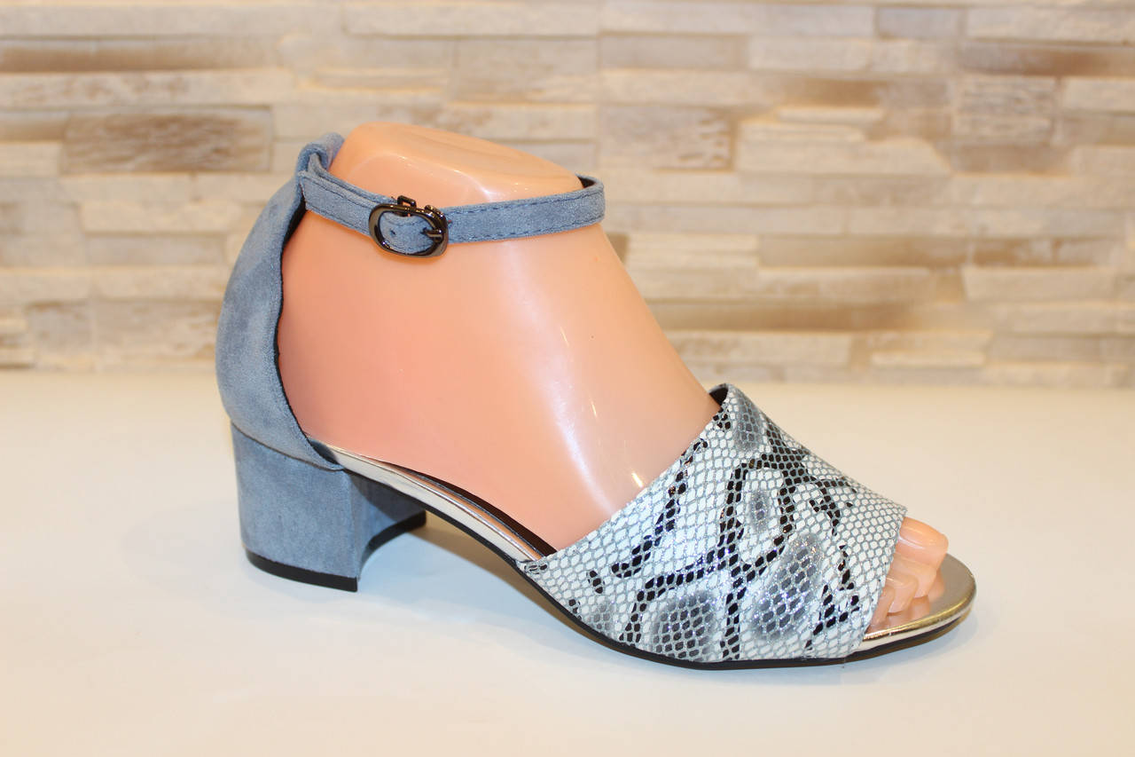 

Босоножки женские голубые на удобном каблуке Б1241 40
