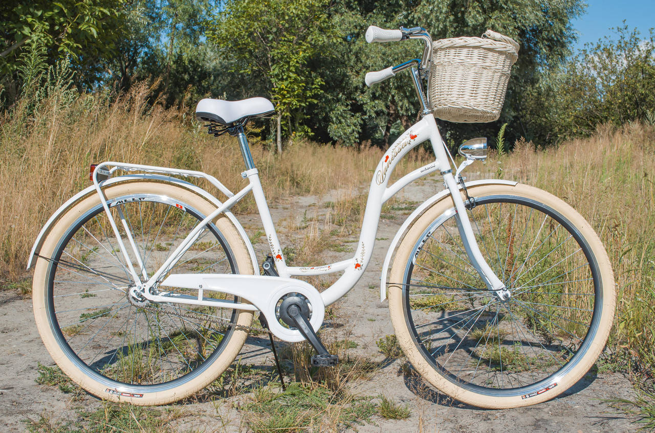 

Велосипед женский городской VANESSA 28 White с корзиной Польша, Белый